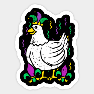 Mardi Gras Chicken  Outfit Farming Men Women Kids Sticker